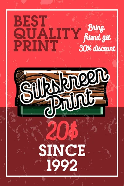 Color Vintage Silkskreen Print Banner Vector Illustration Eps — Stock Vector
