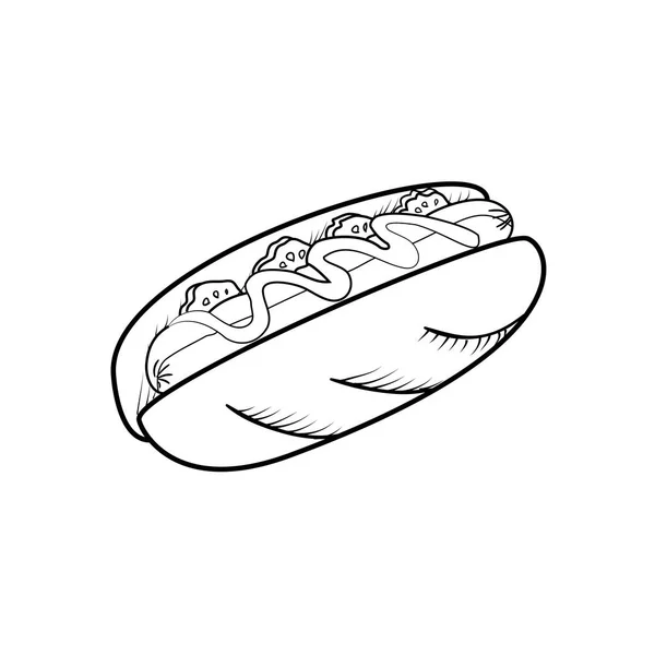 Hot Dog Hand Getekende Illustratie Fast Food Designelementen Schets Van — Stockvector