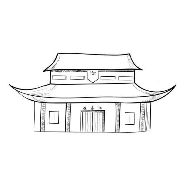 Bosquejo Casa Tradicional China Ilustración Vectorial Eps — Vector de stock