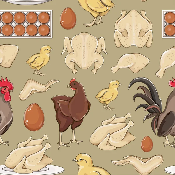 Kyckling Ikoner Mönster Vektorillustration Eps — Stock vektor
