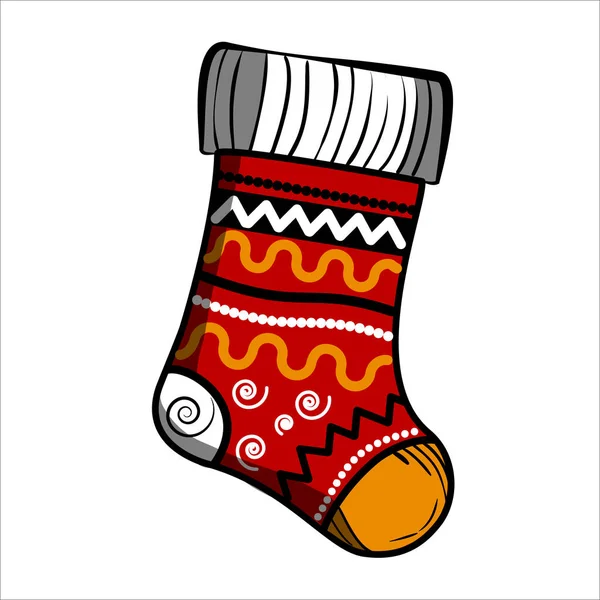 Renk Eskiz Noel Çorap Elle Çizilmiş Tarzı Vektör Çizim Eps — Stok Vektör