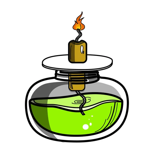 Esbozo Color Del Quemador Químico Lámpara Espiritual Experimentos Químicos Ilustración — Vector de stock