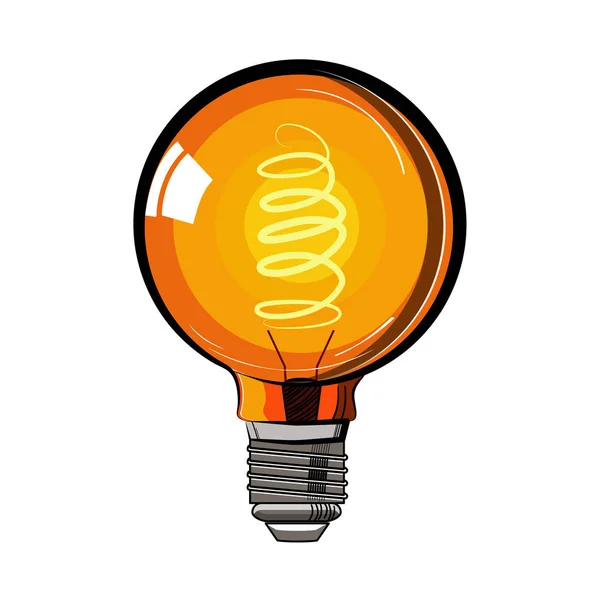 Esquisse Ampoule Incandescente Colorée Ampoule Tungstène Illustration Vectorielle Eps — Image vectorielle