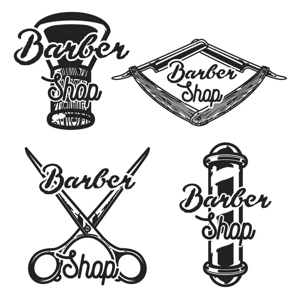 Dizi vintage berber Amblemler, etiketleri, rozetleri, logolar. Katmanlı. Ayrı katmanda metindir. Beyaz izole