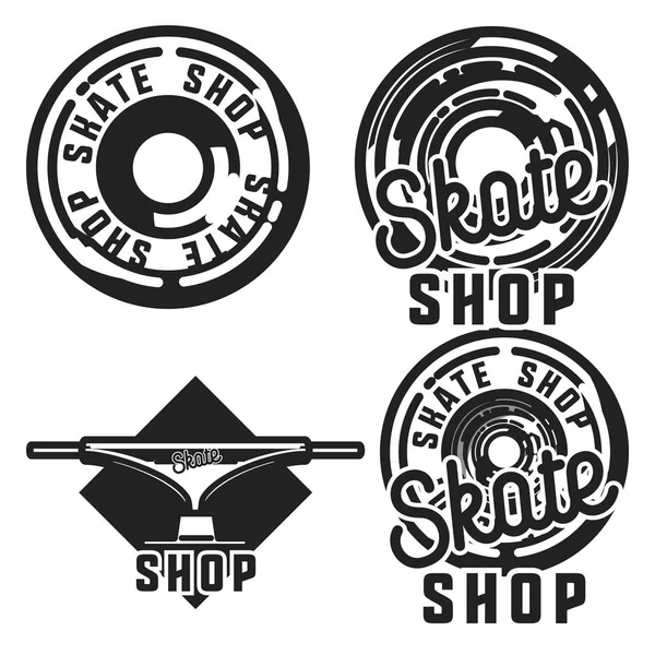 Emblemas Tienda Skate Vintage Etiquetas Insignias Elementos Diseño — Vector de stock