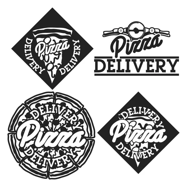 Vector Pizza Logo Conjunto Comida Vintage Etiquetas Pizza Plantillas Para — Vector de stock