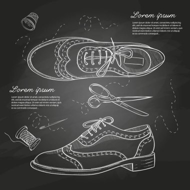 Vektör çizim kadın oxfords tebeşir tahtası üzerinde