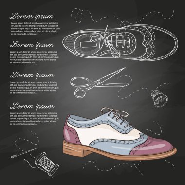 Vektör çizim kadın üç renk deri oxfords tebeşir tahtası