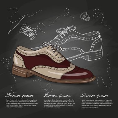Vektör çizim kadın iki renk deri oxfords tebeşir tahtası