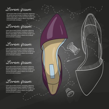 Sketch vektör, Bayan sivri ayak bale bir tebeşir tahtada düz renk