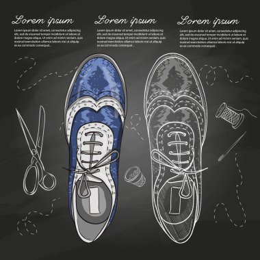 Vektör çizimi, Bayan sürüngen deri oxfords tebeşir tahtası