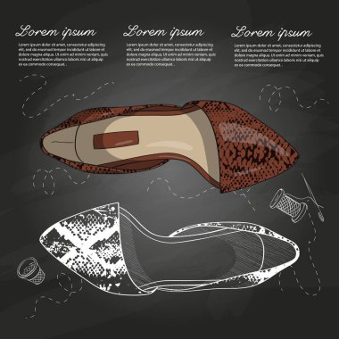 Vektör çizimi, Bayan sürüngen deri sivri ayak bale bir tebeşir tahtada düz