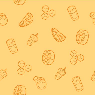 Limonata anahat izometrik desen. Vektör çizimler için restoran ve bar, menü, grafik ve web tasarım.
