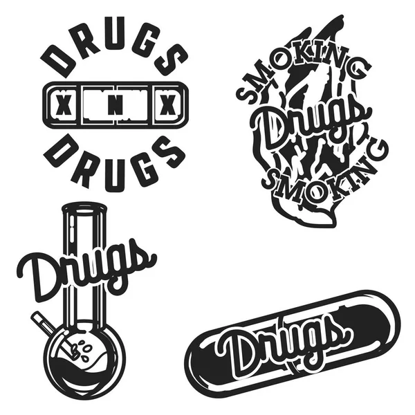 Farbe Vintage Drugs Embleme Vektor Illustration Folge — Stockvektor