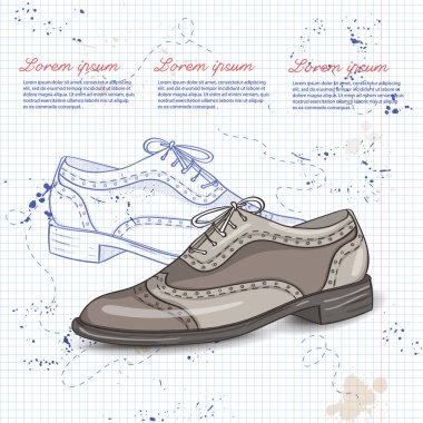 Vektör çizim kadın iki renk deri oxfords defter sayfası