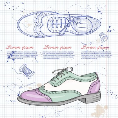 Küme, en büyük ayakkabı satış vektör, çizilmiş Bayan spor ayakkabı, Renk eskiz el. Büyük satış