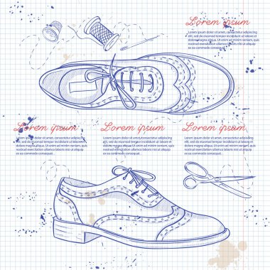 Vektör kroki kadın oxfords defter sayfası