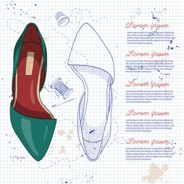 Sketch vektör, Bayan sivri ayak bale bir defter sayfasında düz renk