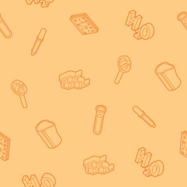 Kimyasal anahat izometrik desen. Vektör çizim, Eps 10