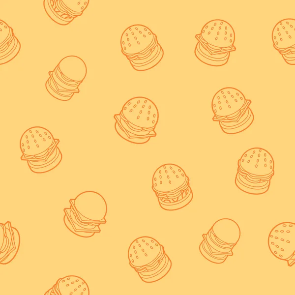 Burger Menguraikan Pola Isometrik Ikon Rancangan Makanan Cepat Saji Ditetapkan - Stok Vektor
