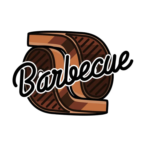 Warna Vintage Lambang Barbekyu Logo Restoran Grill Ilustrasi Vektor Eps - Stok Vektor