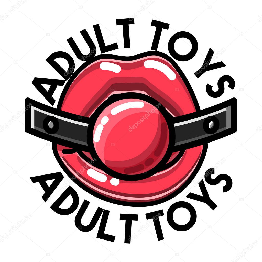Color vintage sex shop emblem. Vector illustration, EPS 10