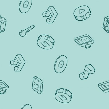 Müzik renk anahat izometrik desen. Vektör çizim, Eps 10