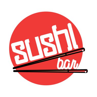 Renk vintage suşi amblemi. Sushi Bar. Vektör çizim, Eps 10
