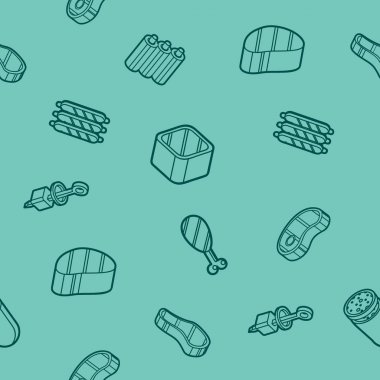 Et rengi anahat izometrik desen. Vektör çizim, Eps 10