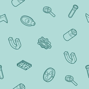 Fizik anahat isomeric desen. Düz tasarlamak vektör.