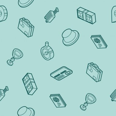 Renkli anahat izometrik desen seyahat. Vektör çizim, Eps 10