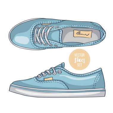 Vektör renk Bayan tekstil spor ayakkabıları. Vektör çizim, Eps 10