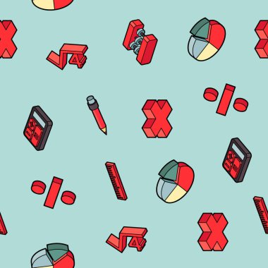 Cebir renk anahat izometrik desen. Matematiksel bilim. Eğitim ve bilimsel simgeler kümesi.