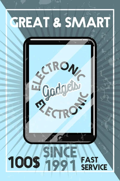 Bannière Gadgets Électroniques Vintage Couleur Illustration Vectorielle Eps — Image vectorielle
