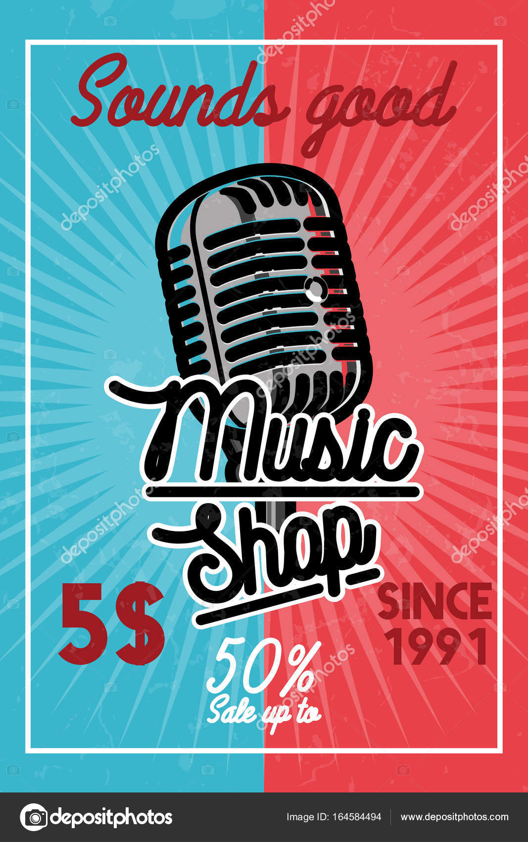 Color Vintage Music Shop Banner Use Music Store Record Studio Stock Vector C Netkoff