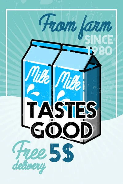 Farbe Vintage Milch Banner Vektor Illustration Folge — Stockvektor