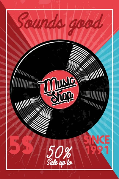 Farbe Vintage Musik Shop Banner Für Den Einsatz Musik Geschäft — Stockvektor