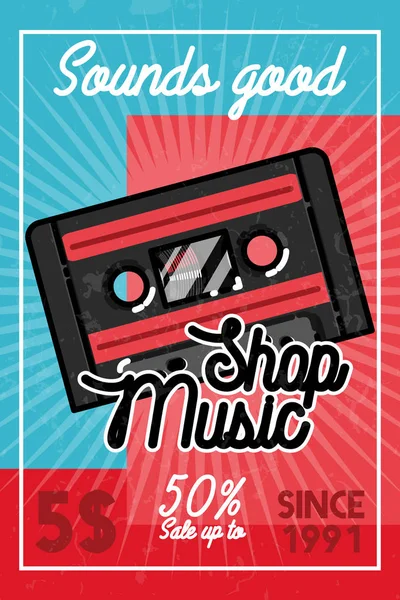 Farbe Vintage Musik Shop Banner Für Den Einsatz Musik Geschäft — Stockvektor