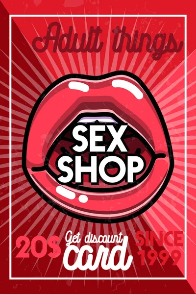 Cor Vintage Sex Shop Banner Ilustração Vetorial Eps —  Vetores de Stock