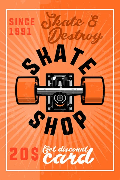 Color Vintage Skate Shop Banner Ilustración Vectorial Eps — Vector de stock