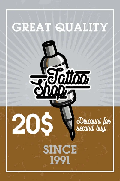 Couleur Vintage Tatouage Boutique Bannière Illustration Vectorielle Eps — Image vectorielle