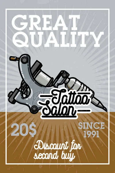 Couleur Vintage Tatouage Boutique Bannière Illustration Vectorielle Eps — Image vectorielle