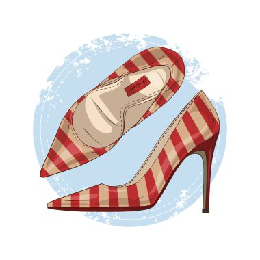Vektör renk Bayan sivri ayak stilettos çizgili