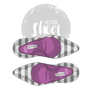 Vektör renk çizgili Bayan stiletto pompalar. Vektör çizim, Eps 10