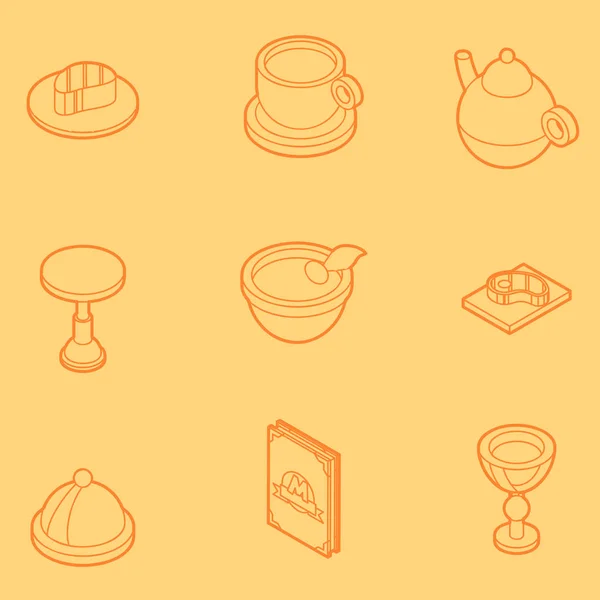 Ресторан Плоские Очертания Изометрических Икон Векторная Иллюстрация Eps — стоковый вектор