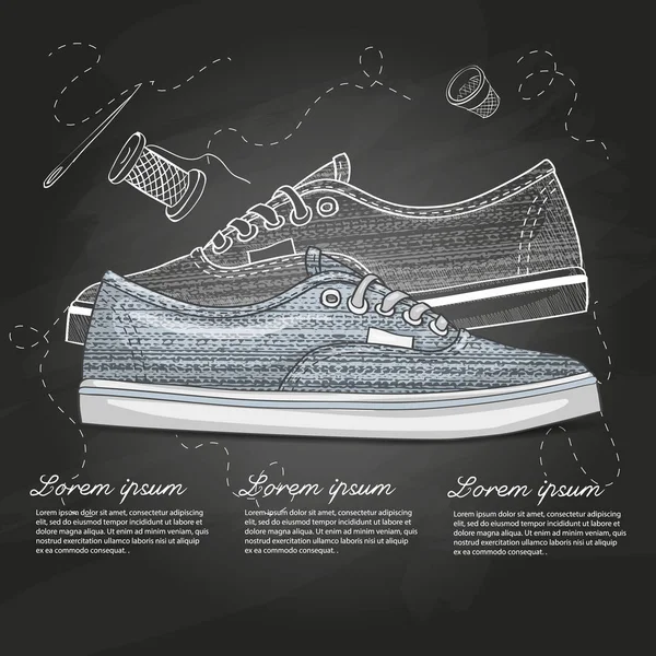 Sketch vektör, tebeşir tahtası gri Spor Ayakkabı Bayan renk