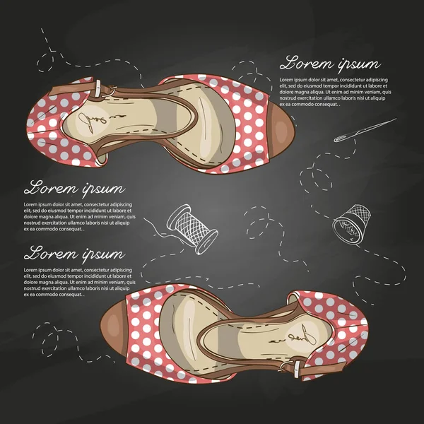 Vektör renk Bayan benekli yüksek topuklu sandalet tebeşir tahtası