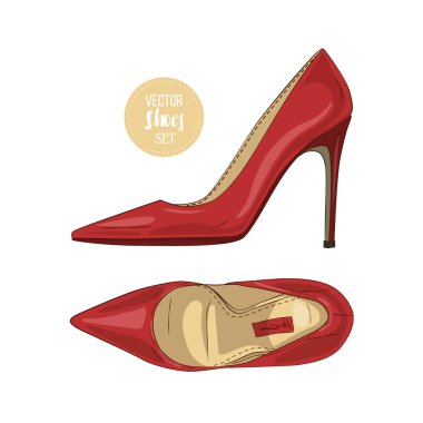 Vektör renk kadın ayak stilettos işaret etti. Vektör çizim, Eps 10