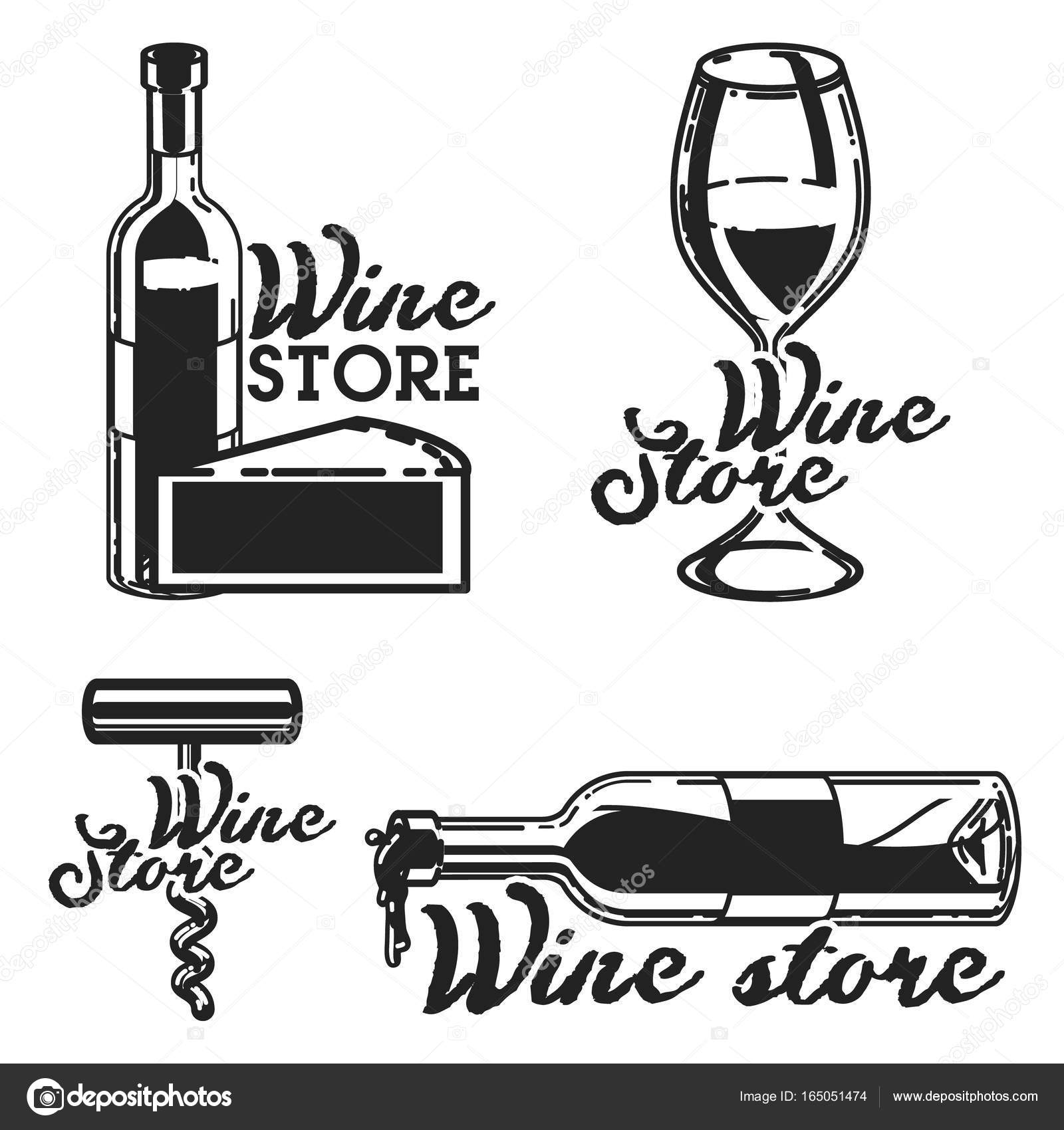 Vintage Wine Store Emblems Template Isolated Icon Design Vector