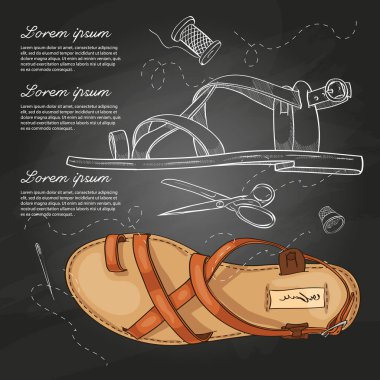 Vektör çizimi Bayan deri sandalet tebeşir tahtası